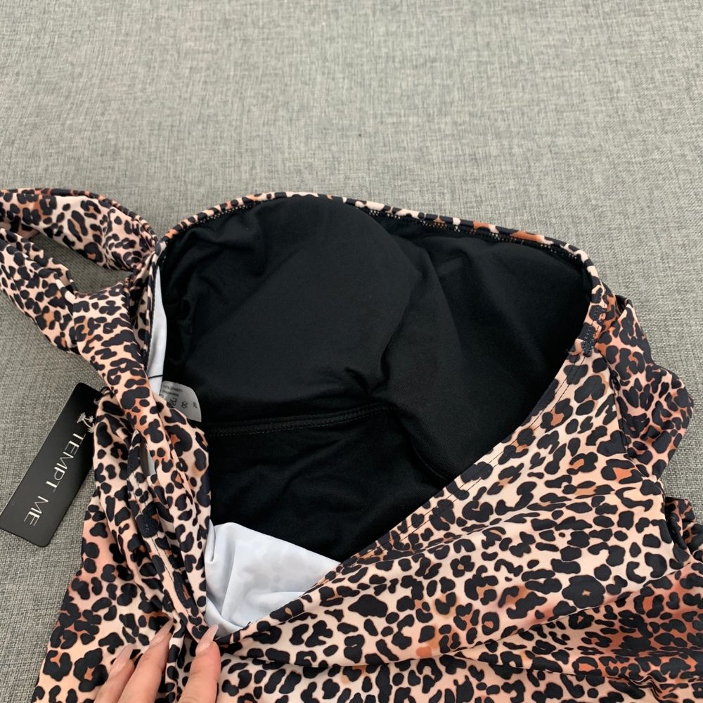 Brand New! Tempt Me Leopard Tankini One Shoulder XL Removable Pads - Picture 12 of 14